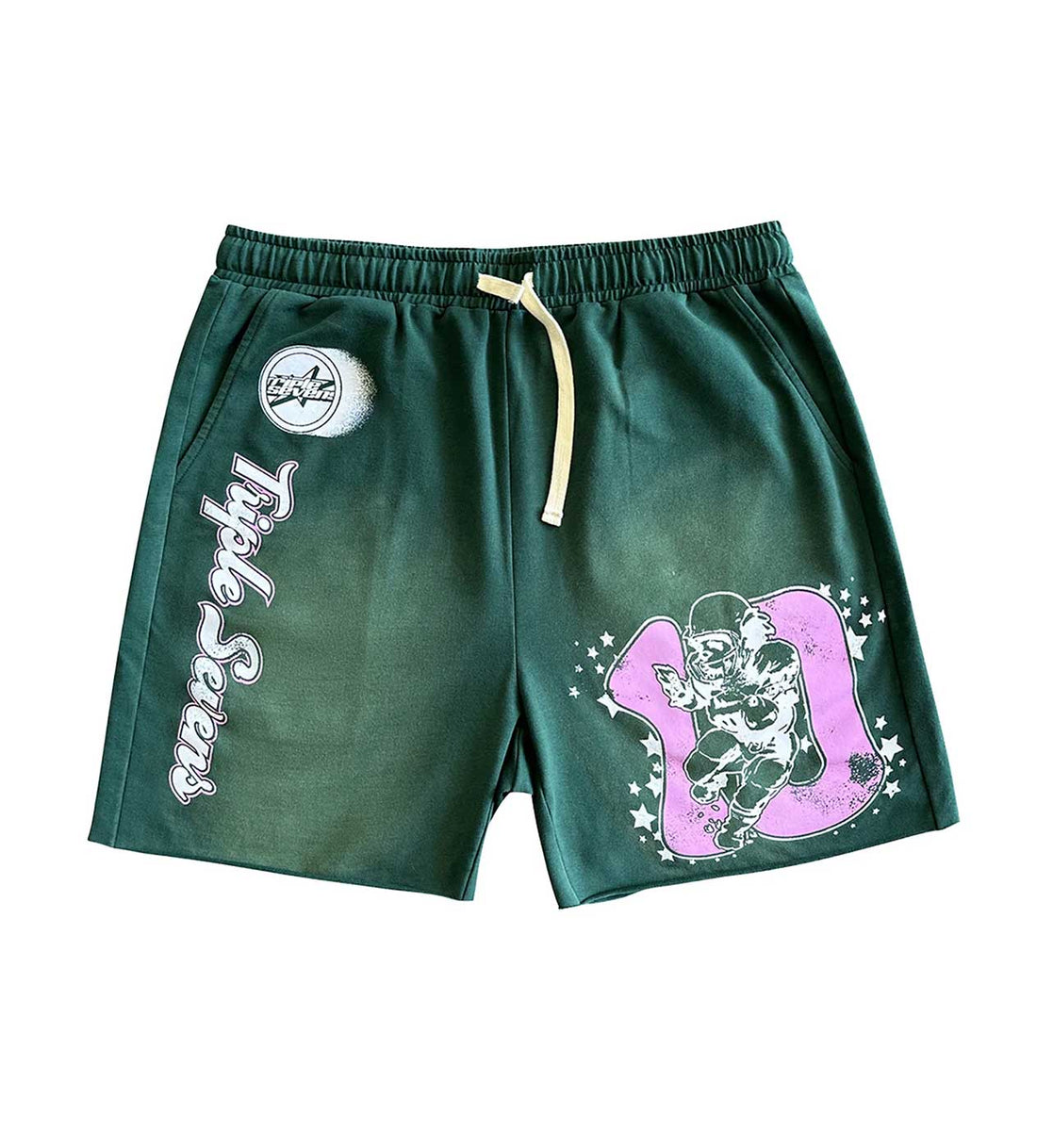 Triple Sevens Green Shorts Front View