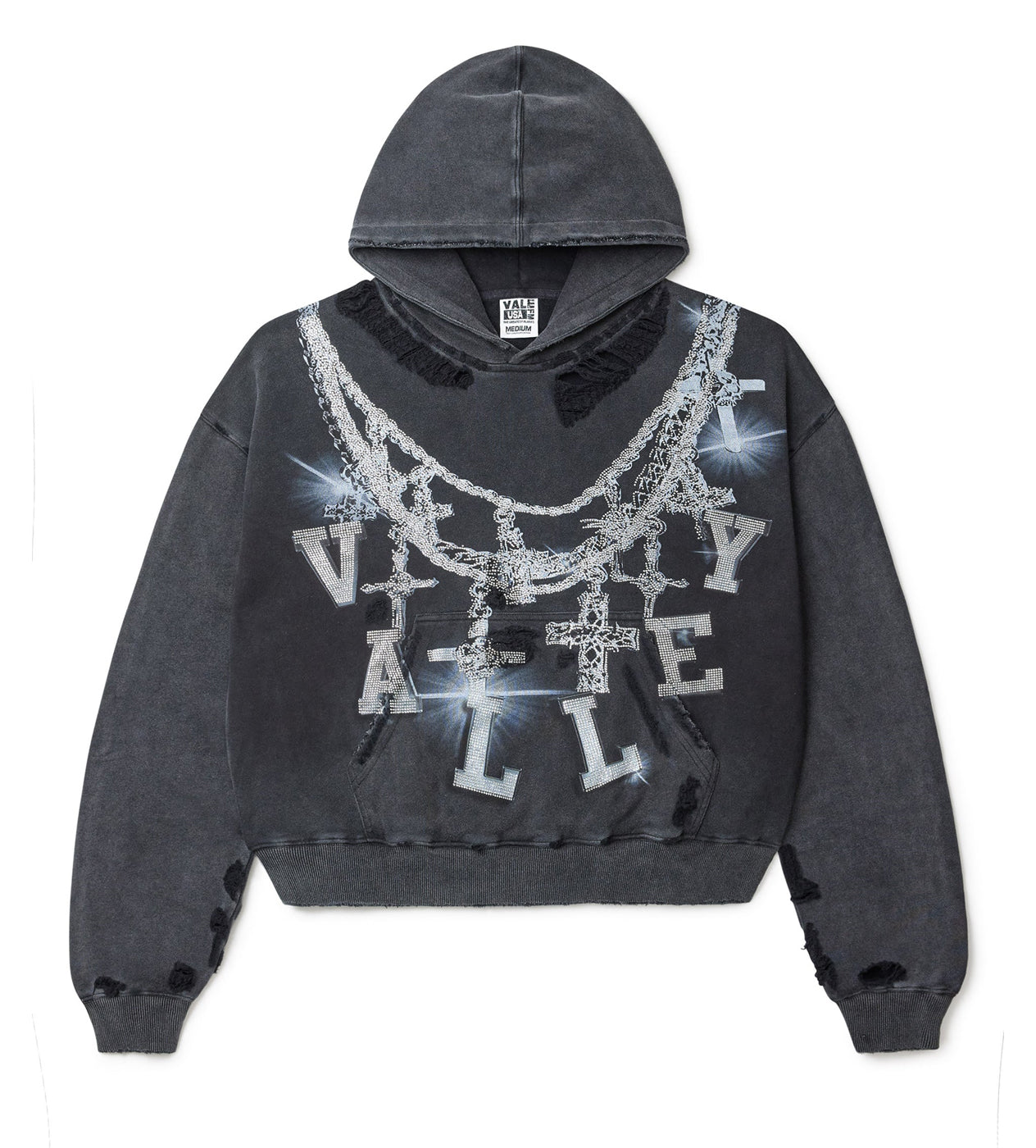 Vale Forever Big Chain Bejeweled Hoodie Black