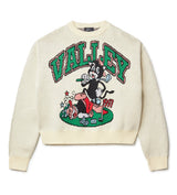 Vale Forever Black Cat Knit Sweater White
