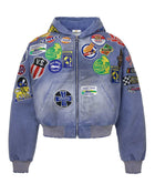 Vale Forever Passport Zip Up Denim Jacket Blue