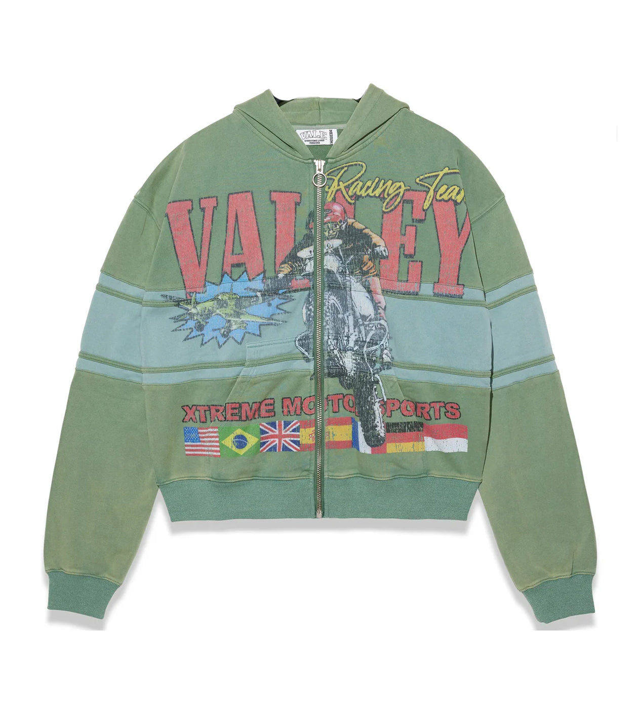 Vale Forever Xtreme Motocross Zip Up Hoodie Green – Restock AR