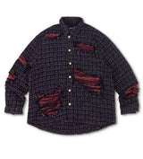 WNTD Distressed Double Layer Flannel Blue