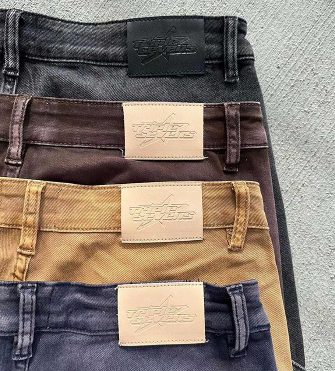 Triple Sevens Flared Jeans Khaki Back Detail