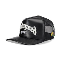 Godspeed Forever Black Leather Trucker Hat