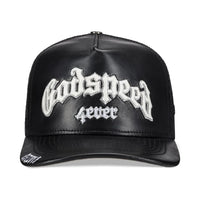 Godspeed Forever Black Leather Trucker Hat