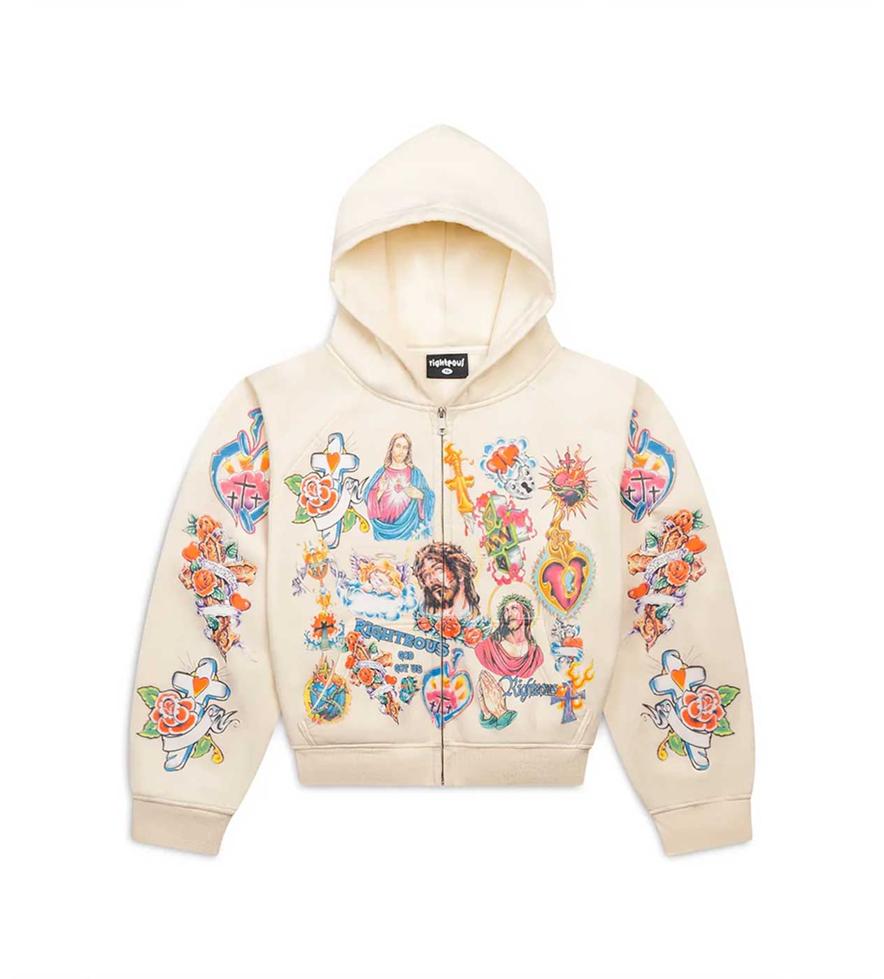 Righteous Risen King Zip Up Hoodie Cream