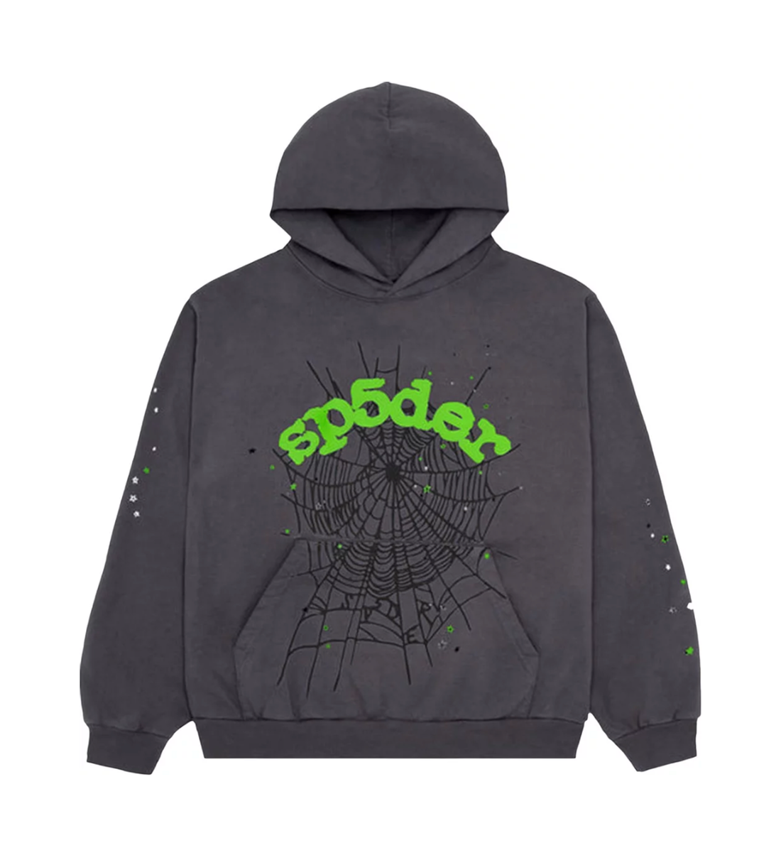 Product Image Of Sp5der Web Hoodie Slate Grey Front View