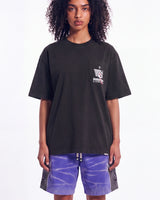 Godspeed GS Air Paris Pocket Tee black, upper body front view on model showing the GODSPEED AIRWAYS chest pocket logo