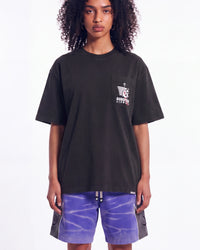 Godspeed GS Air Paris Pocket Tee black, upper body front view on model showing the GODSPEED AIRWAYS chest pocket logo