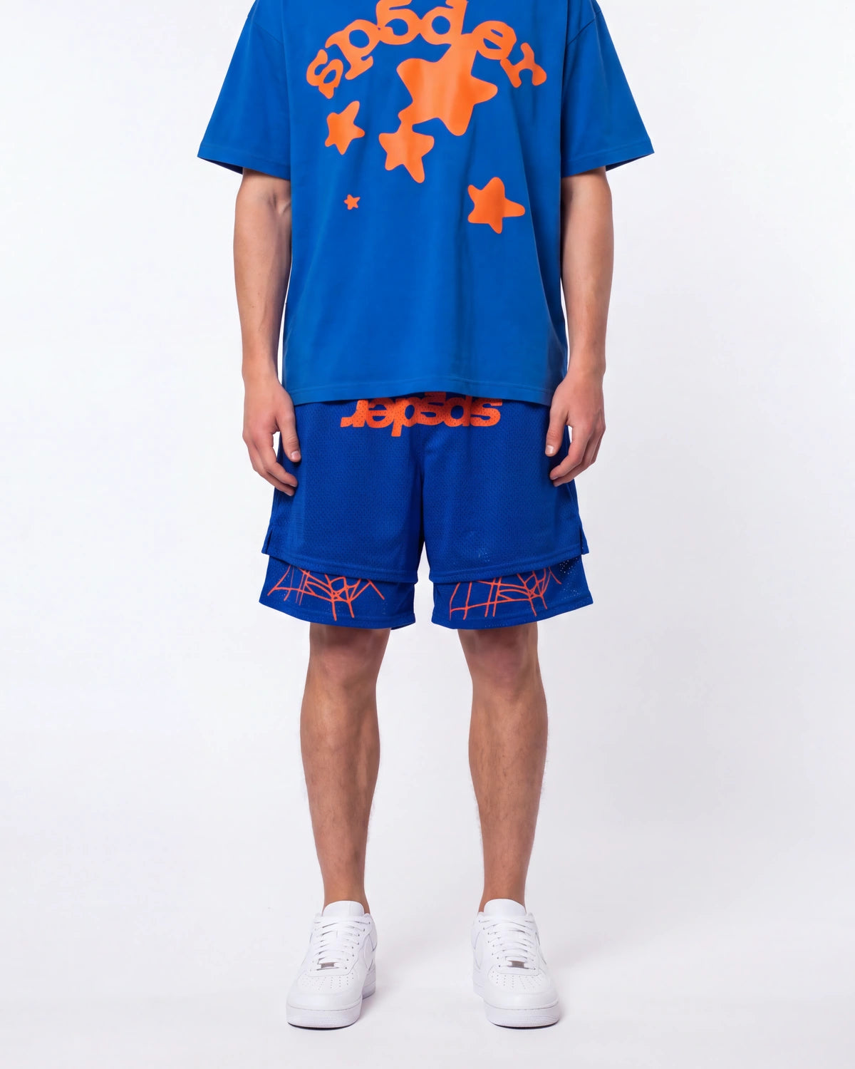 Sp5der Mesh Double Layer Shorts Blue