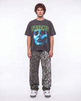 Revenge Graffiti Distressed Boro Denim Pant Grey