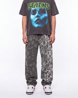 Revenge Graffiti Distressed Boro Denim Pant Grey