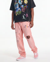 All Human Rehab Sweatpants Pink Wash