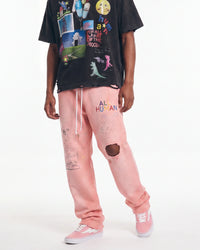 All Human Rehab Sweatpants Pink Wash
