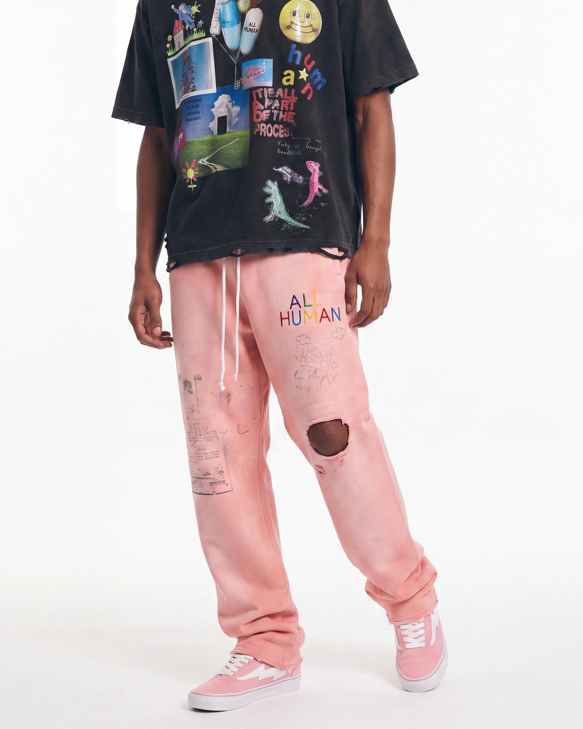 All Human Rehab Sweatpants Pink Wash