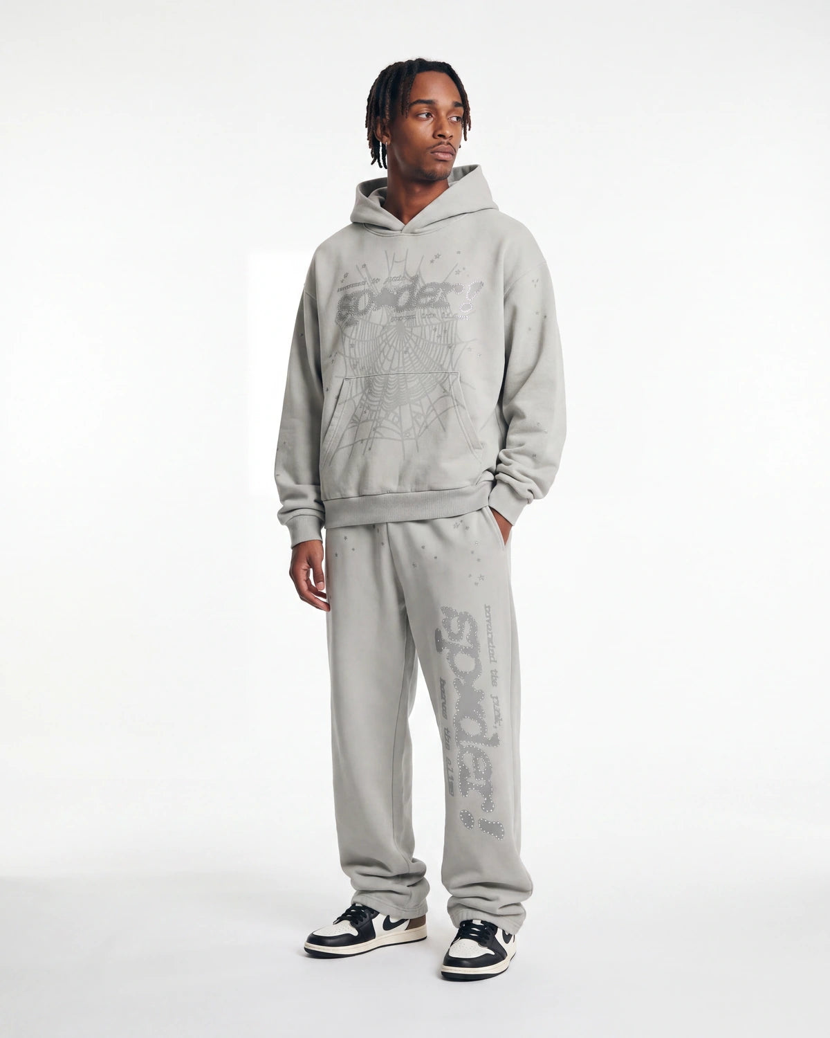Sp5der Tonal P*nk V2 Sweatpants Sports Grey