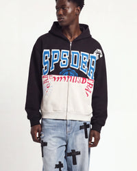 Sp5der Campers Field Zip Up Hoodie Onyx