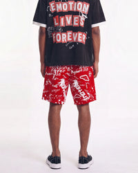 Mixed Emotions Graffiti Shorts Red