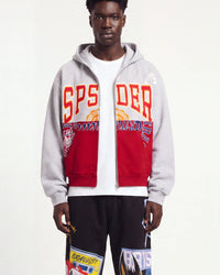 Sp5der Campers Field Zip Up Hoodie Heather Grey