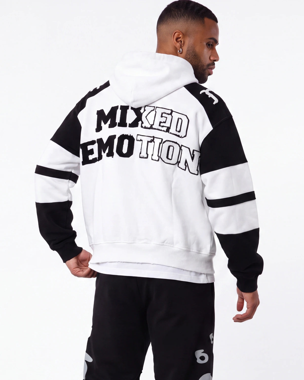 Mixed Emotions Varsity Hoodie Black/White