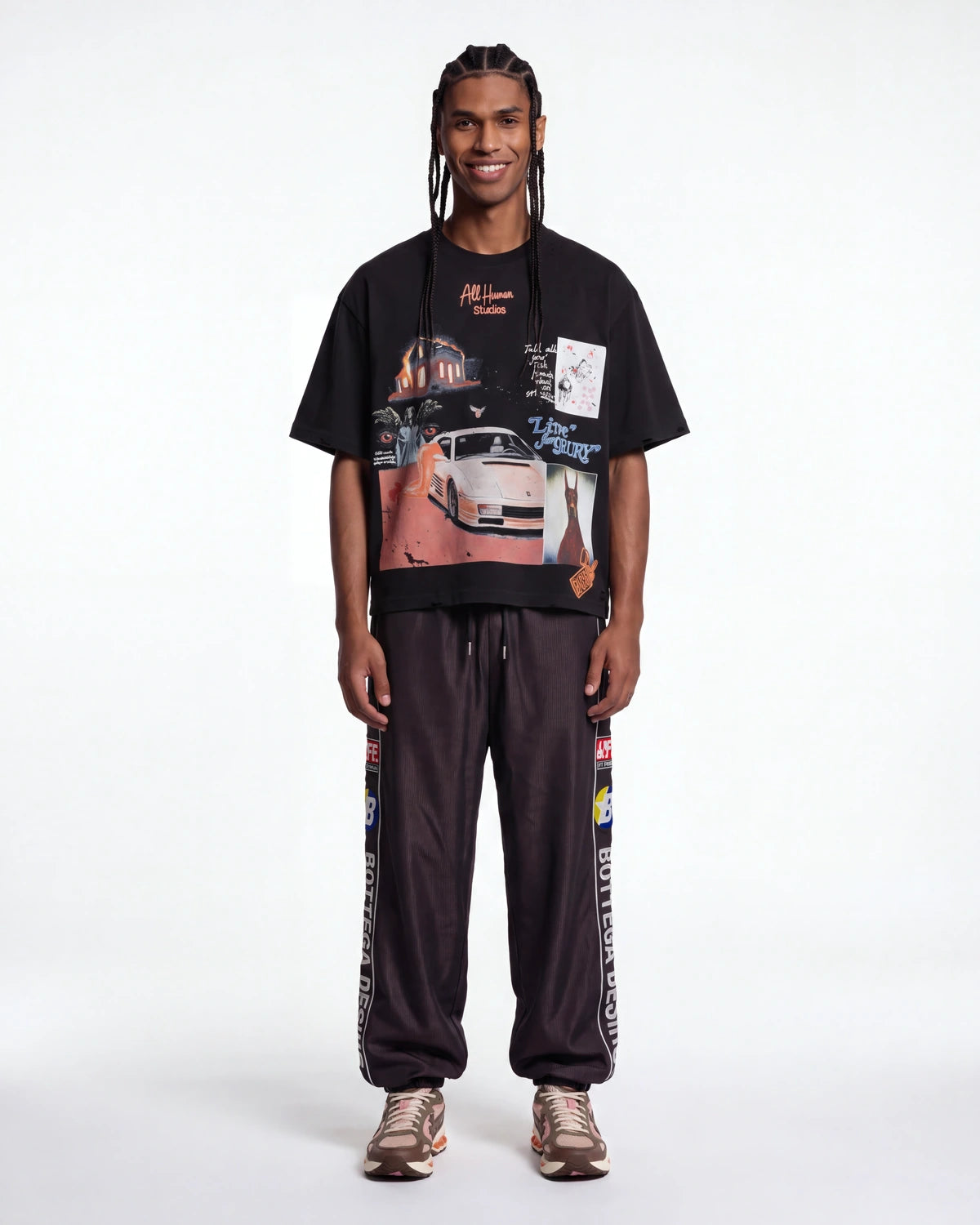 All Human White Ferrari V2 Tee Black