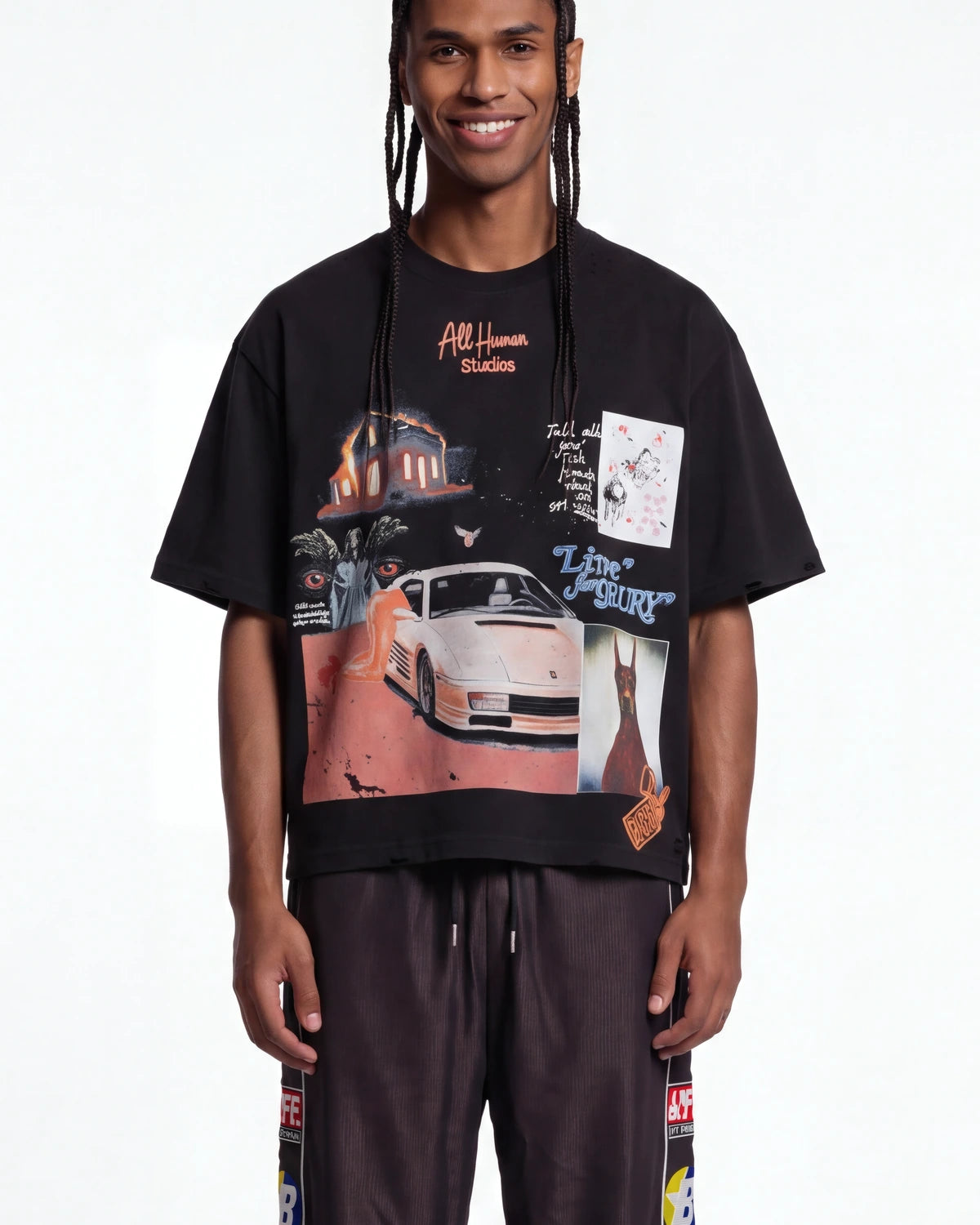 All Human White Ferrari V2 Tee Black