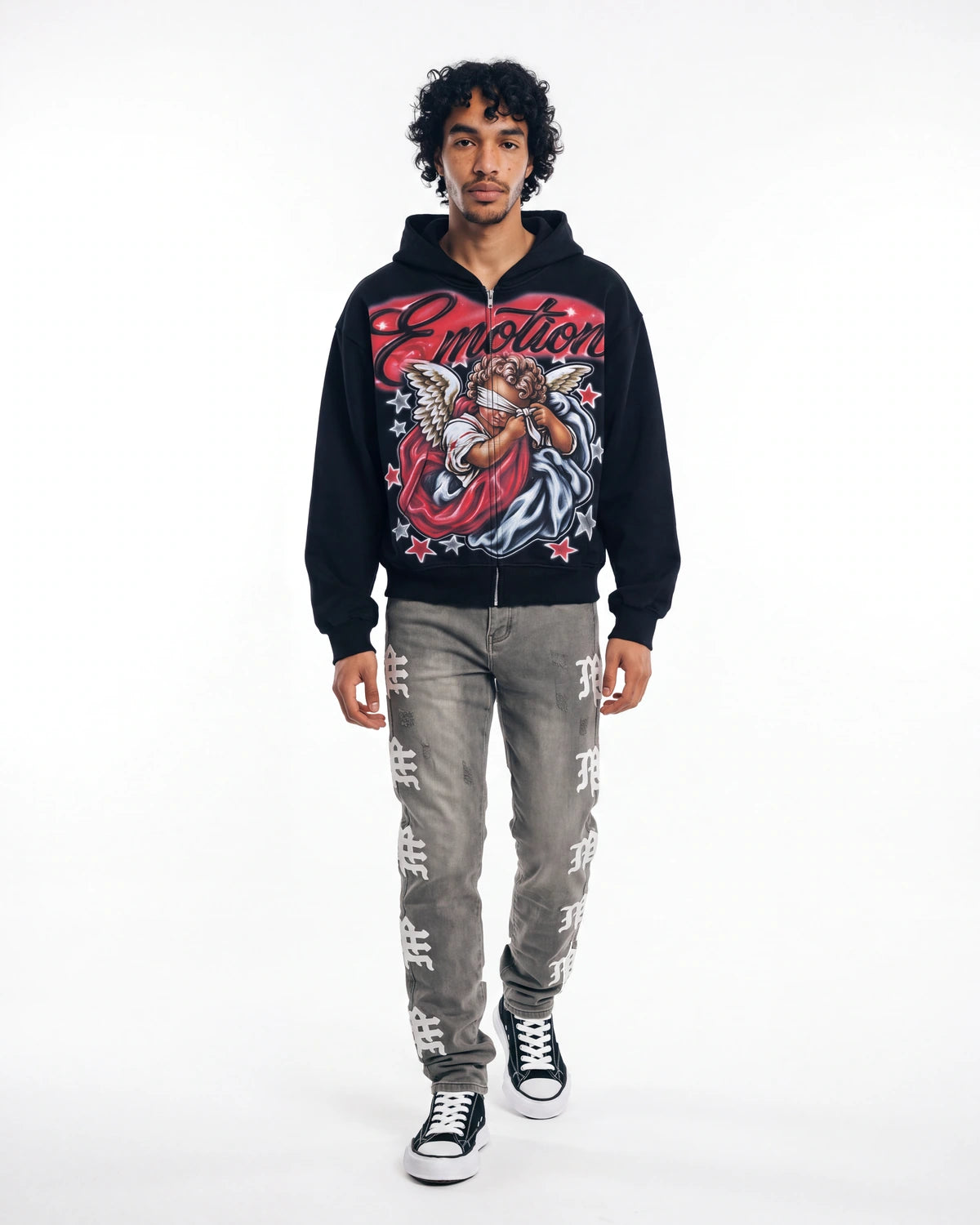 Mixed Emotions Unveiled Zip Up Hoodie Black