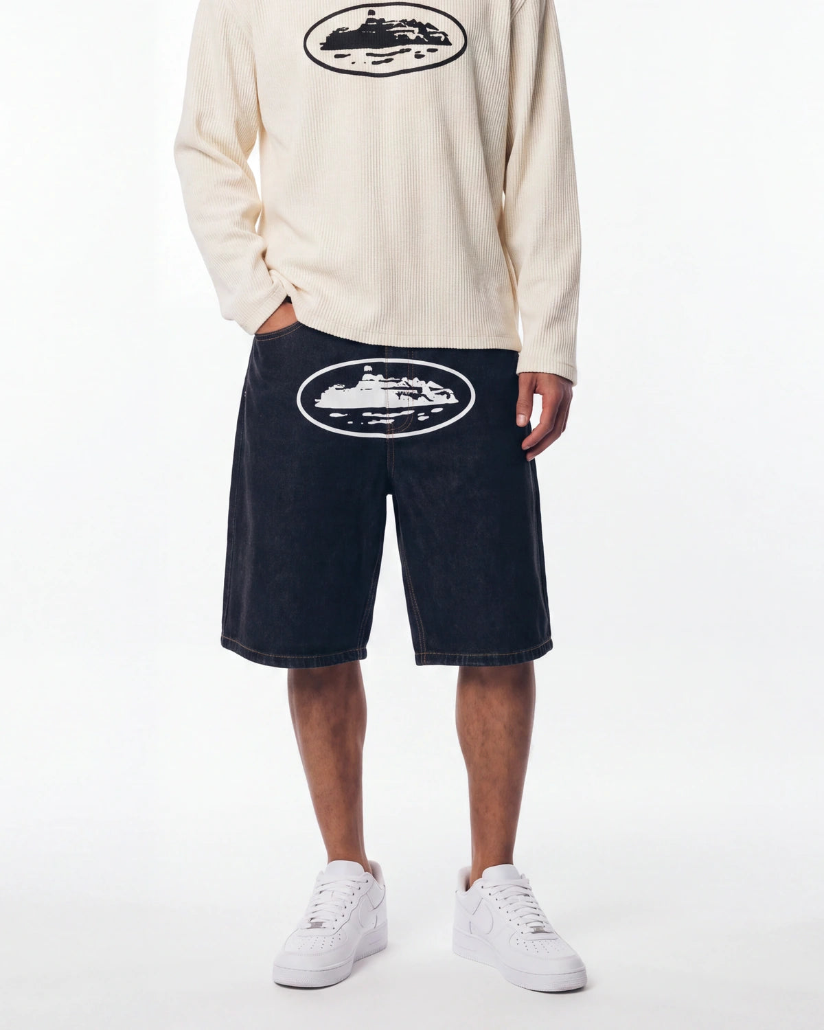 Corteiz Island Denim Short Washed Black