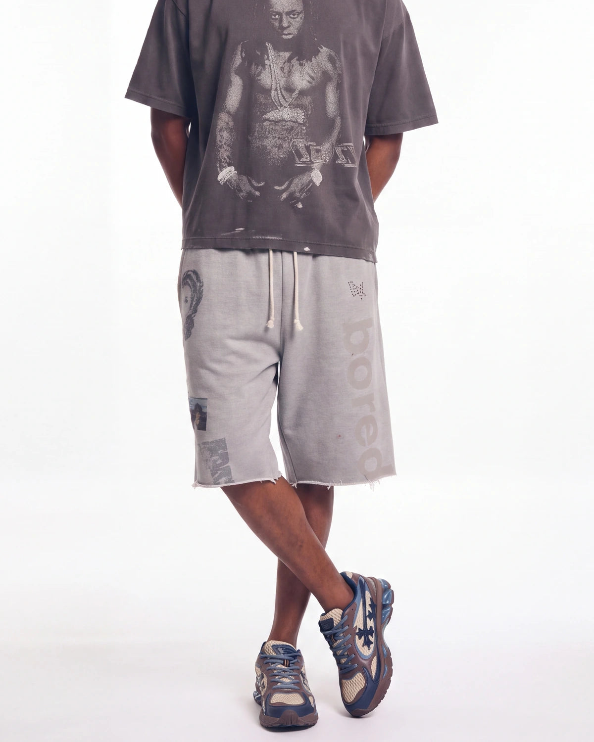 Boredom Kills Message Sweatshorts Grey