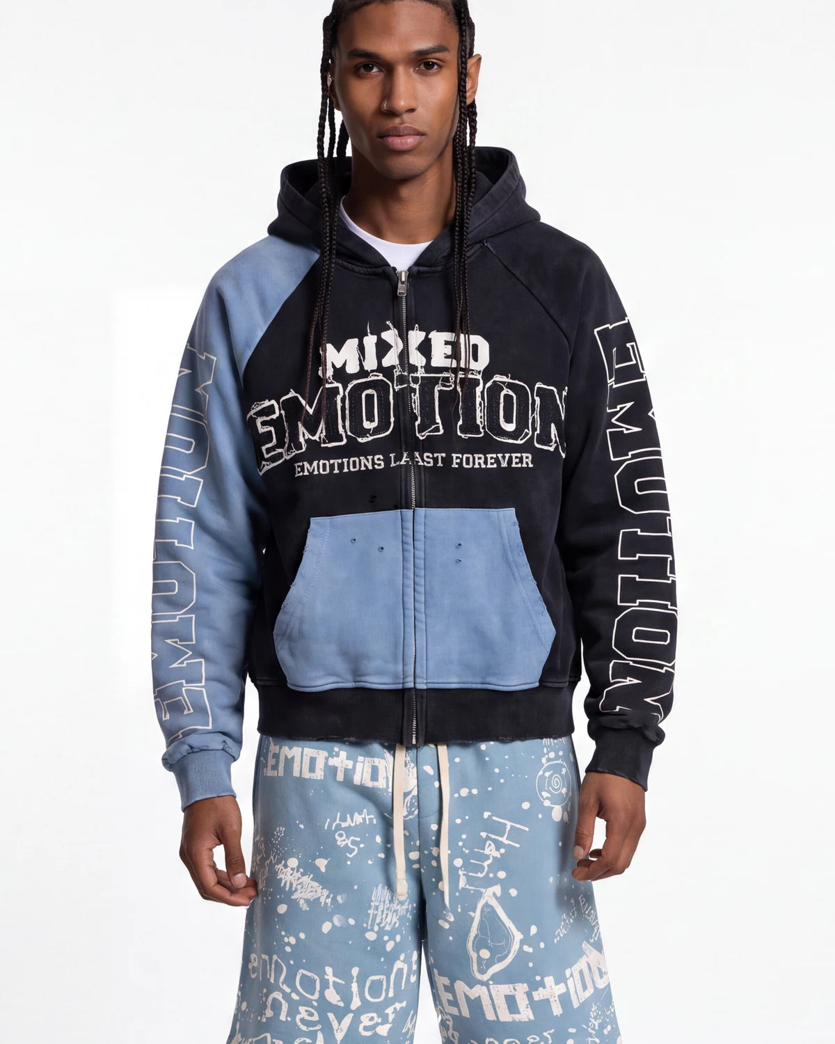 Mixed Emotions Split Decision Hoodie Black/Blue