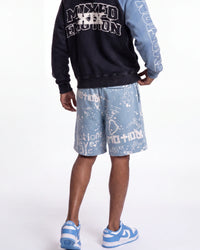 Mixed Emotions Graffiti Shorts Blue