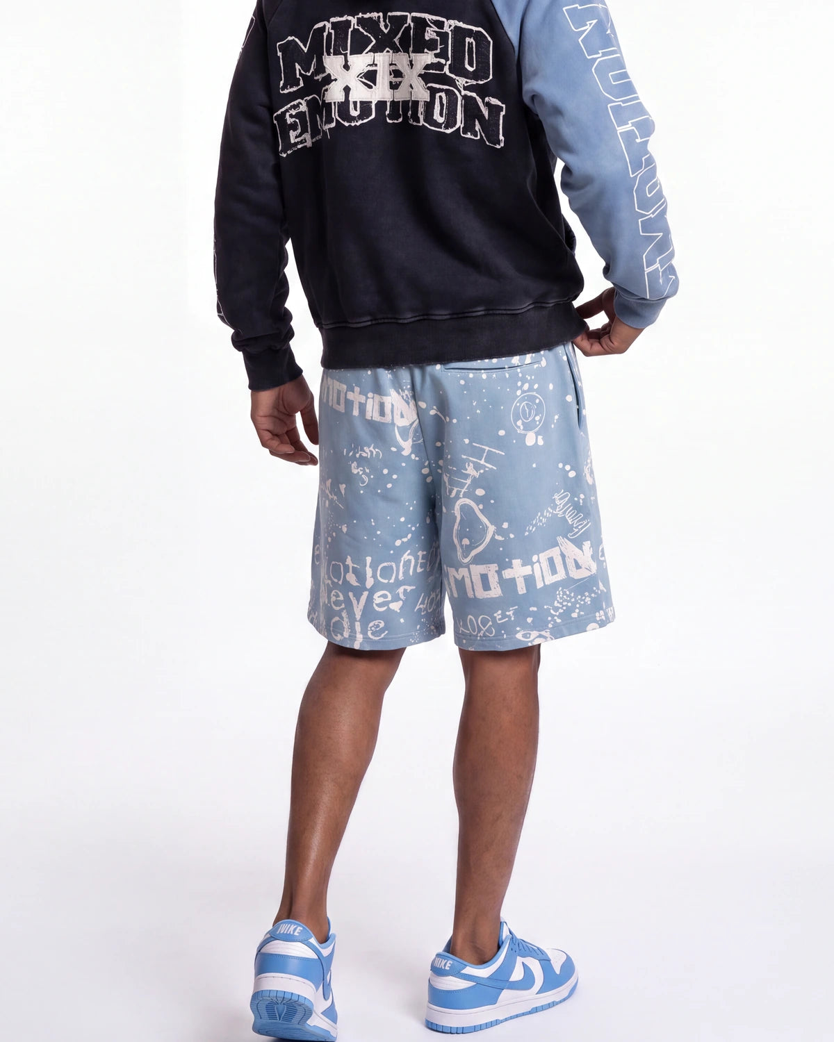 Mixed Emotions Graffiti Shorts Blue