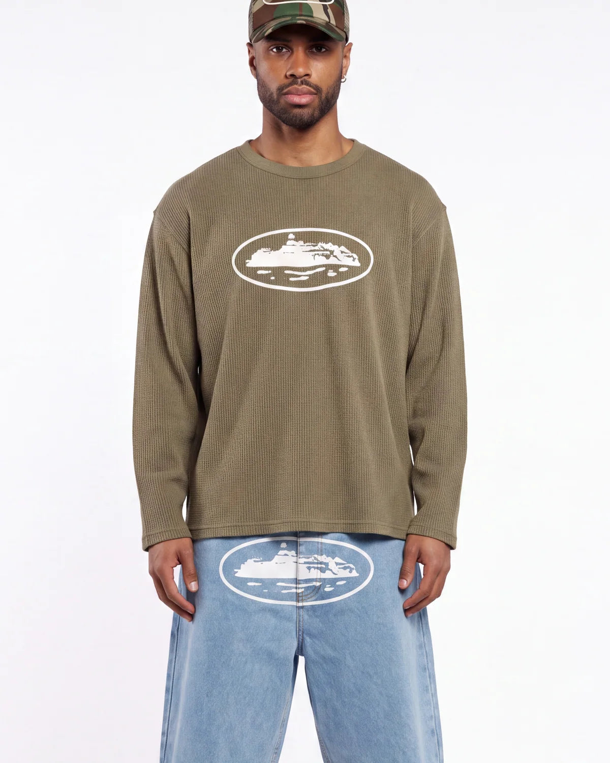 Corteiz Island Waffle Thermal Olive