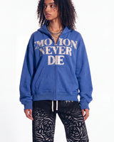 Mixed Emotions "End" Rhinestone Hoodie Blue
