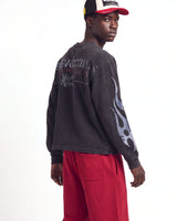 Vale Forever Psychopath L/S Tee black, upper body rear view on model showing the back lettering