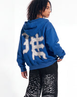 Mixed Emotions "End" Rhinestone Hoodie Blue