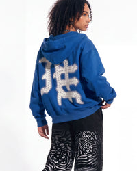Mixed Emotions "End" Rhinestone Hoodie Blue