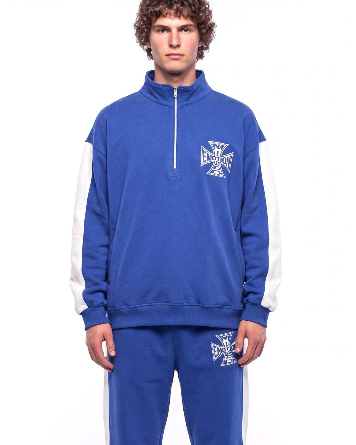 Mixed Emotions Quarter Zip Up Jacket Blue