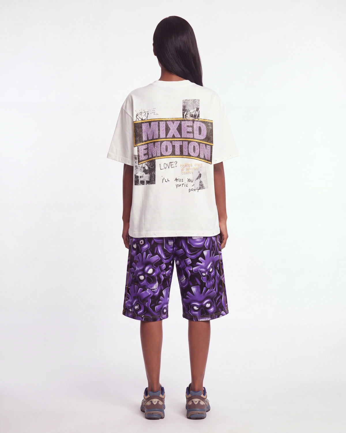 Vertabrae Purple Skull 3/4 Shorts