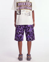 Vertabrae Purple Skull 3/4 Shorts