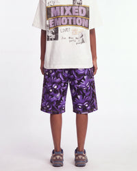Vertabrae Purple Skull 3/4 Shorts