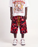 Vertabrae Red Skull 3/4 Shorts
