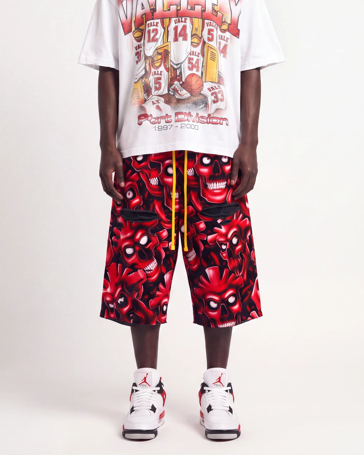 Vertabrae Red Skull 3/4 Shorts