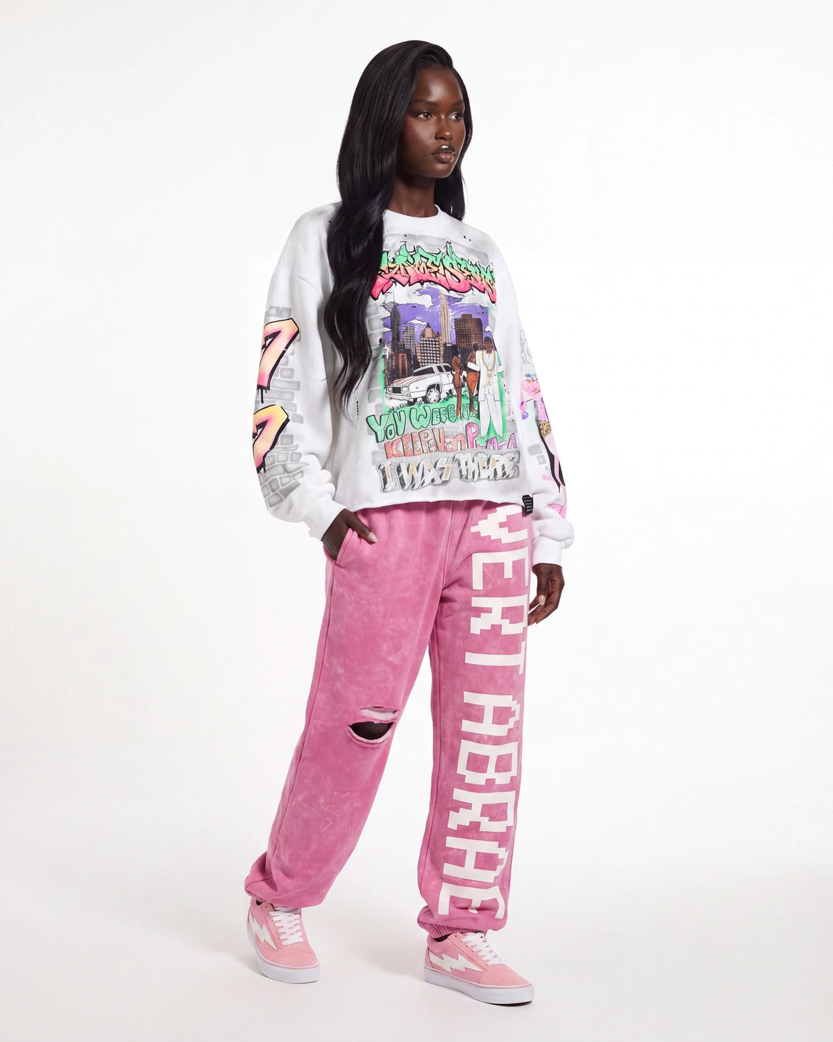 Vertabrae C-2 Distressed Sweatpants Washed Pink