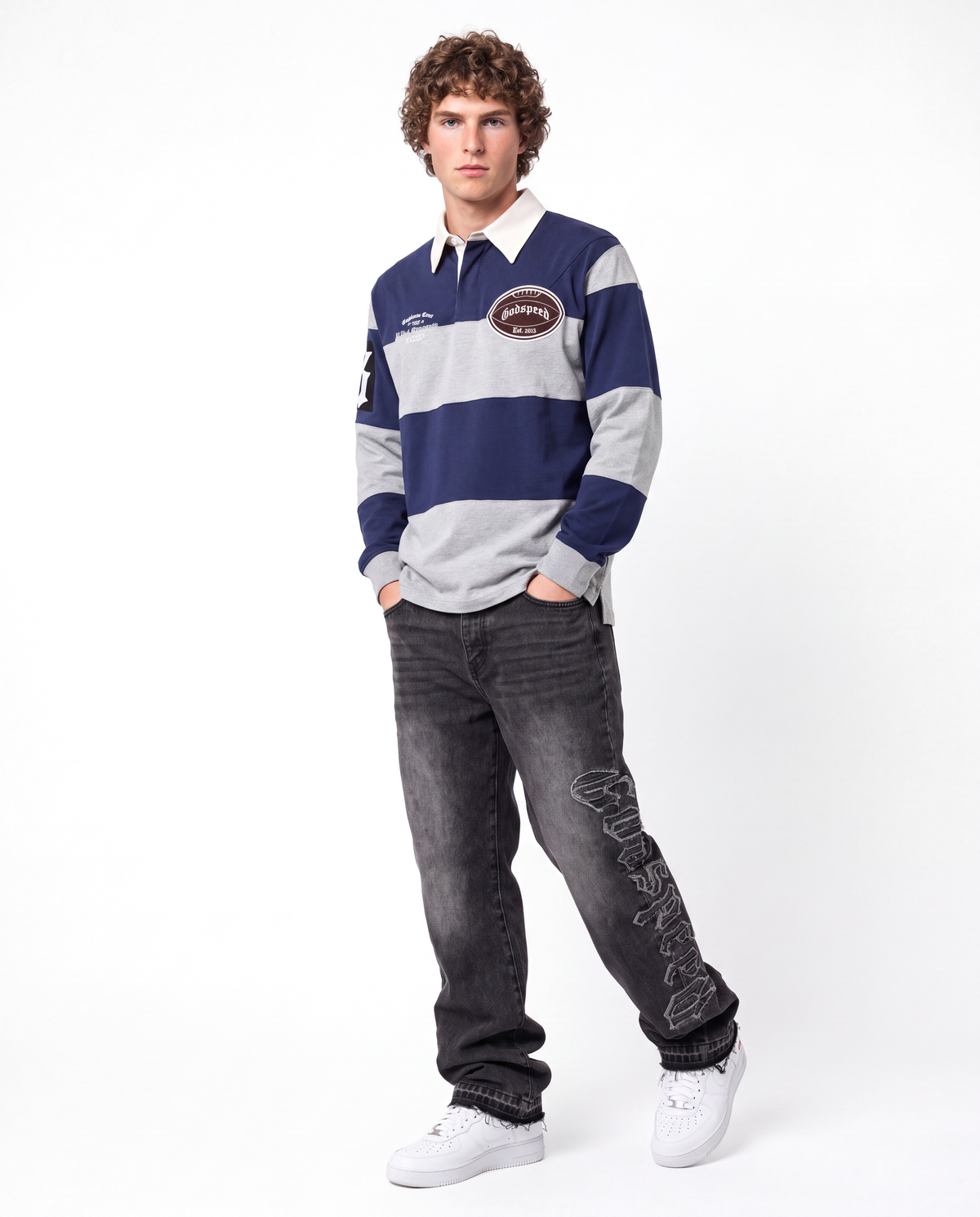 Godspeed Classic Field Rugby Shirt Navy/Heather