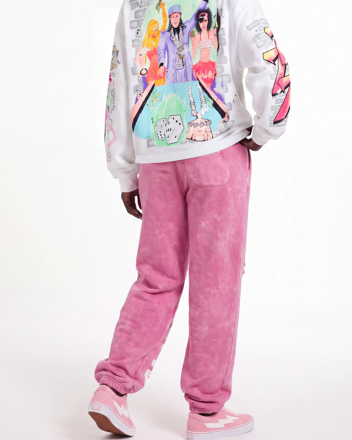Vertabrae C-2 Distressed Sweatpants Washed Pink