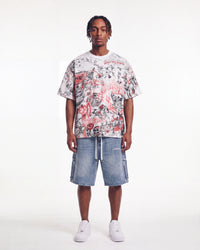 Godspeed Sketch Archive Tee White, worn by a model, full-length front view