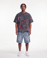 Godspeed Sketch Archive Tee Grey Wash, worn by a model, full-length front view