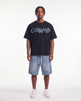 Godspeed New Age Reloaded Tee Black, worn by a model, full-length front view