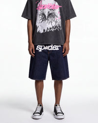 Sp5der Logo Denim Short V3 Indigo
